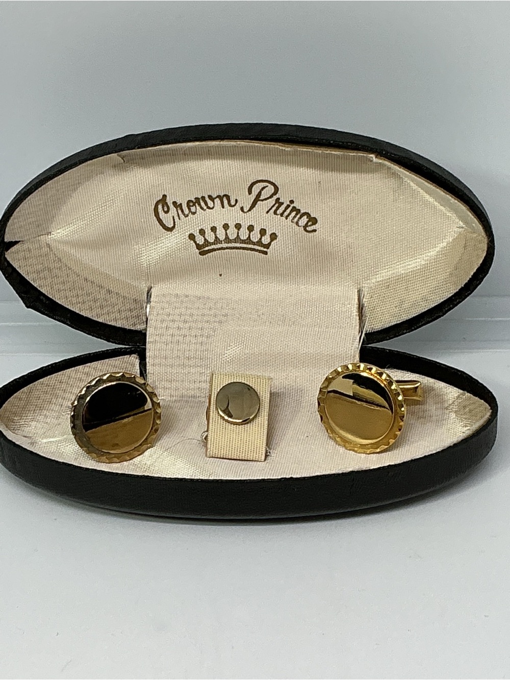 Vintage Crown Price Gold Tone Cufflink Set Presentation Box
